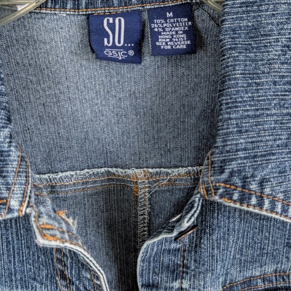 SO Women's Classic Blue Jean Jacket, Juniors Medium - Picture 2 of 3